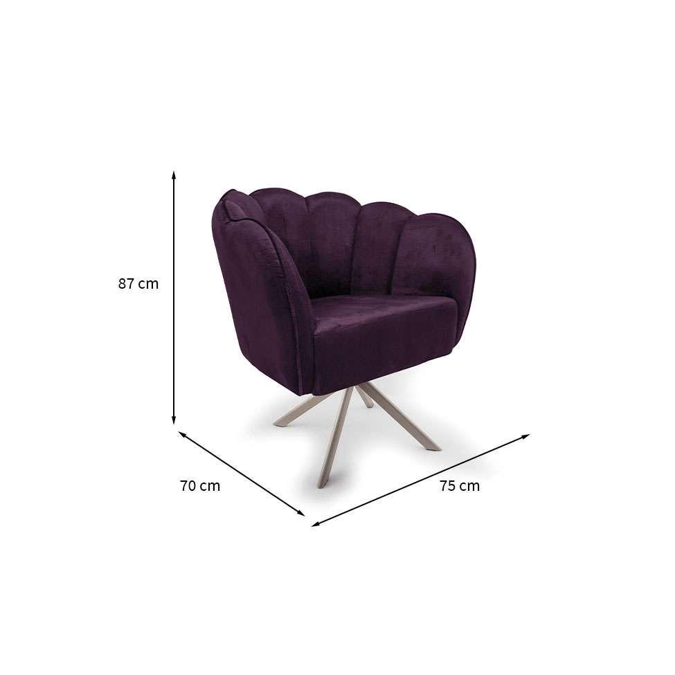 Poltrona Ariel Giratória Veludo Uva e Champagne - 3