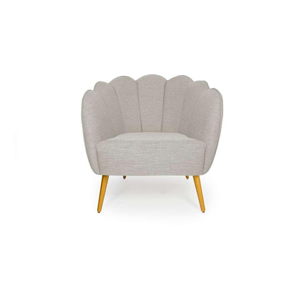 Poltrona Ariel Pé Palito Linho Aveia e Bronze - 2