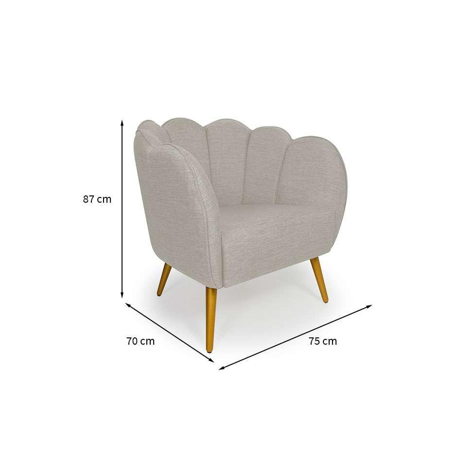 Poltrona Ariel Pé Palito Linho Aveia e Bronze - 3