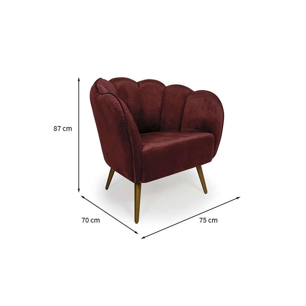 Poltrona Ariel Pé Palito Veludo Malbec e Dourada - 3