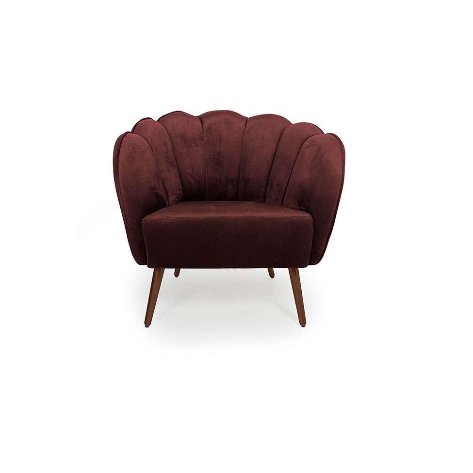 Poltrona Ariel Pé Palito Veludo Malbec e Cobre - 2