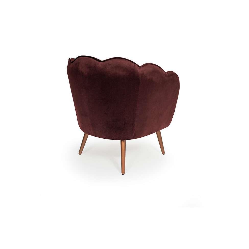Poltrona Ariel Pé Palito Veludo Malbec e Cobre - 4