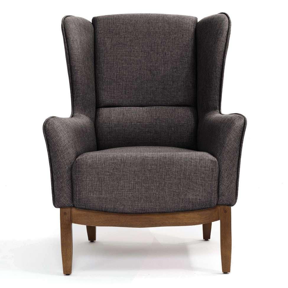 Poltrona Milena Linho Mescla Marrom e Madeira - 2