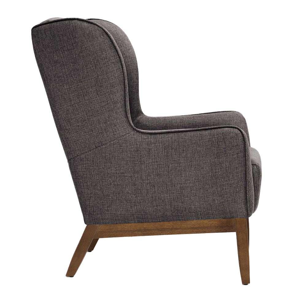 Poltrona Milena Linho Mescla Marrom e Madeira - 4