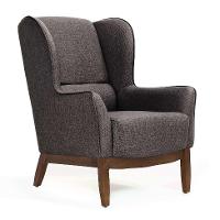 Poltrona Milena Linho Mescla Marrom e Madeira - 1