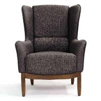 Poltrona Milena Linho Mescla Marrom e Madeira - 2