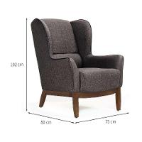 Poltrona Milena Linho Mescla Marrom e Madeira - 3