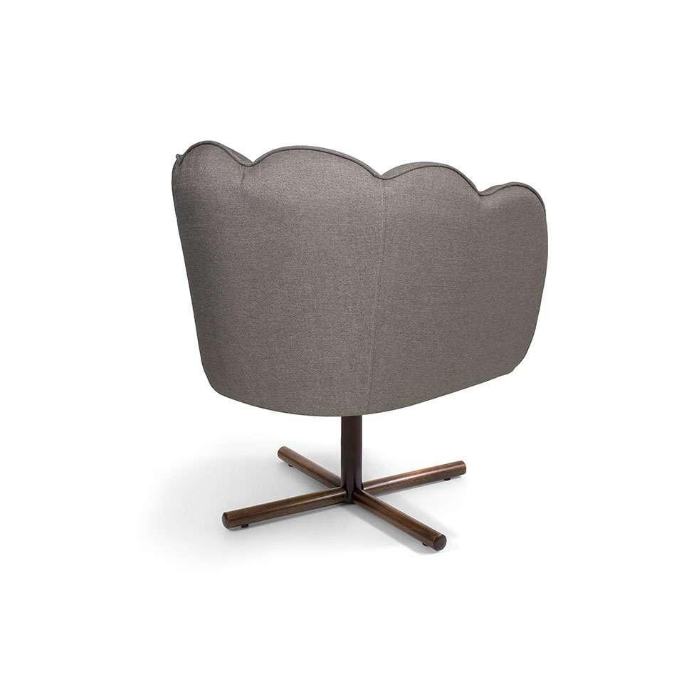 Poltrona Ariel Giratória Linho Fendi e Castanho - 4