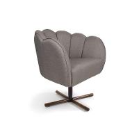 Poltrona Ariel Giratória Linho Fendi e Castanho - 1