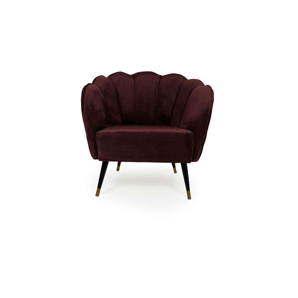 Poltrona Ariel Pé Paluto Veludo Malbec e Preta - 2