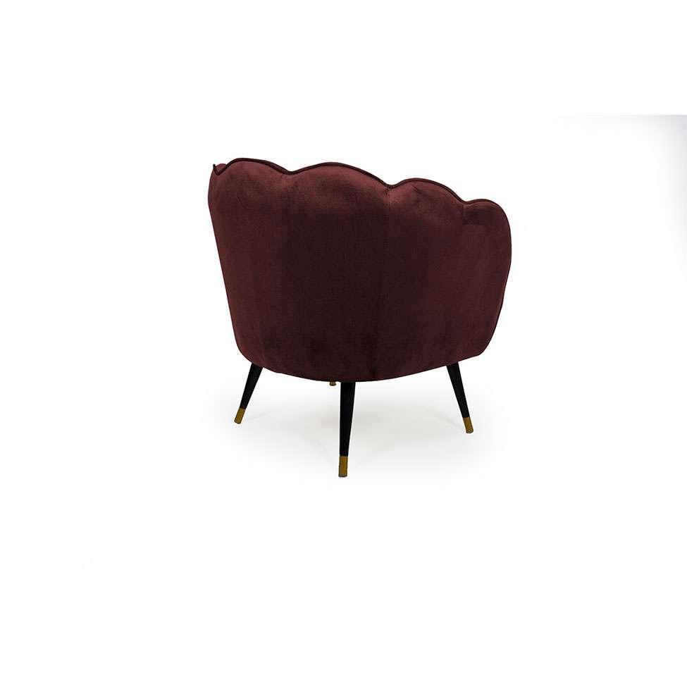 Poltrona Ariel Pé Paluto Veludo Malbec e Preta - 4