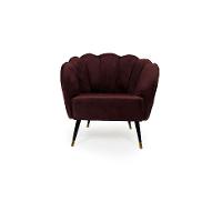 Poltrona Ariel Pé Paluto Veludo Malbec e Preta - 2