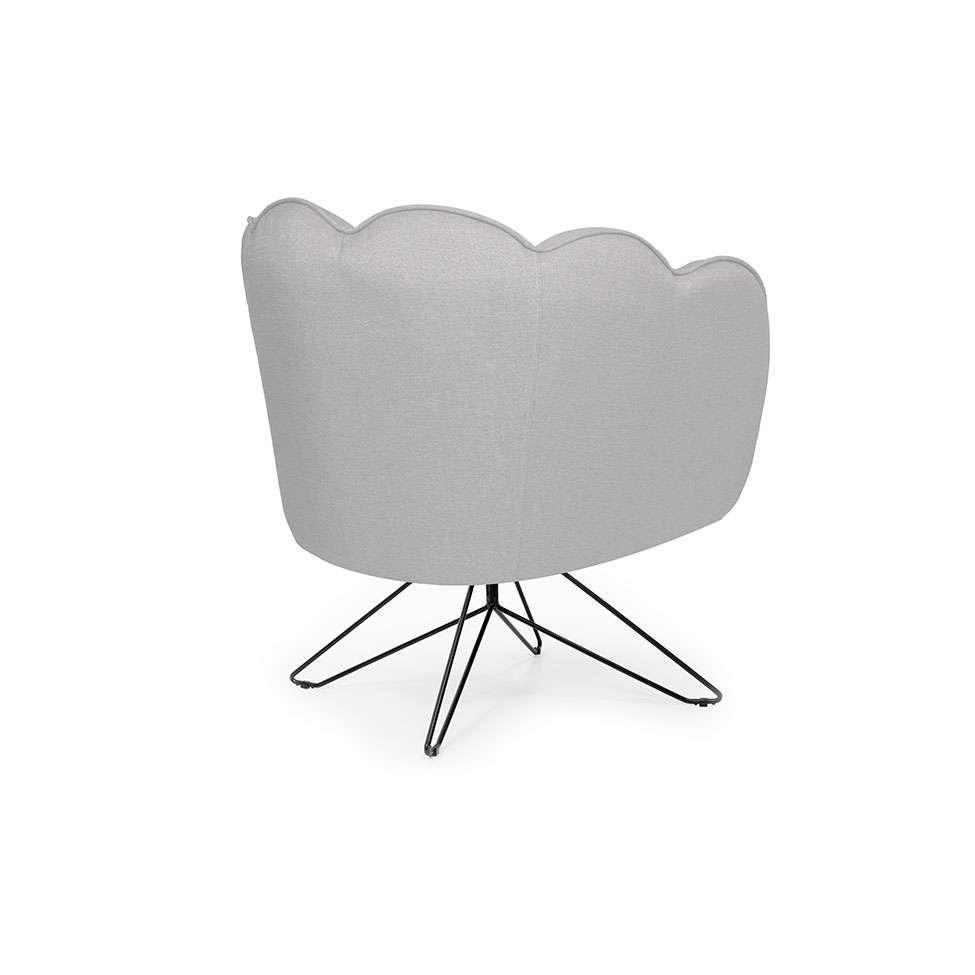 Poltrona Ariel Base Aço Linho Creme e Preta - 4