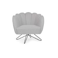 Poltrona Ariel Base Aço Linho Creme e Preta - 2