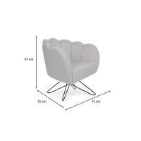 Poltrona Ariel Base Aço Linho Creme e Preta - 3