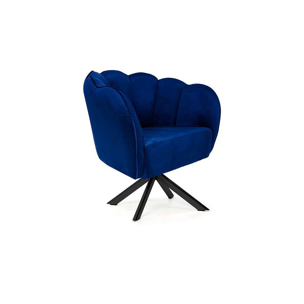 Poltrona Giratória Ariel Veludo Royal e Preta - 1