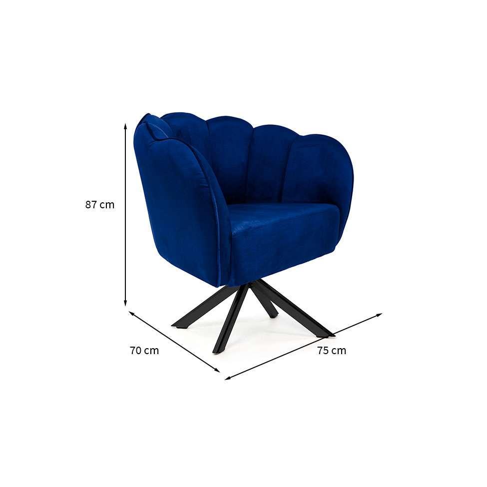 Poltrona Giratória Ariel Veludo Royal e Preta - 3