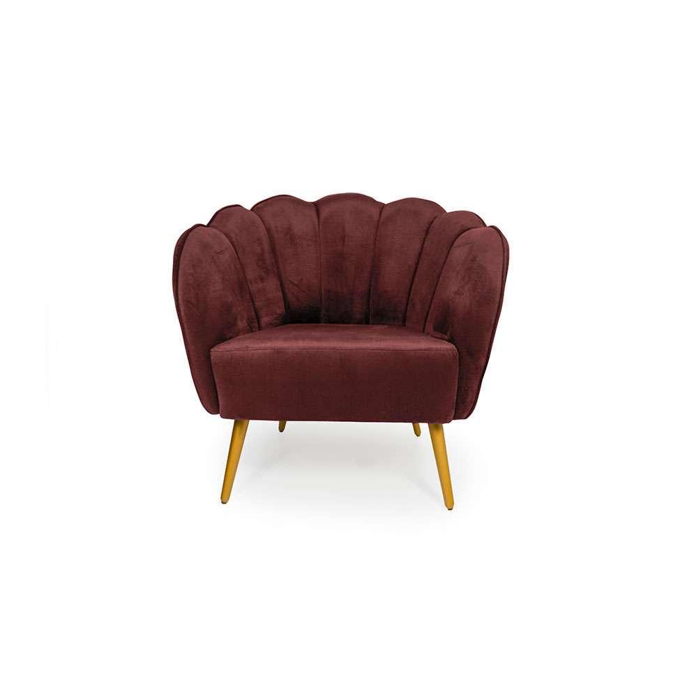 Poltrona Ariel Pé Paluto Veludo Malbec e Bronze - 2