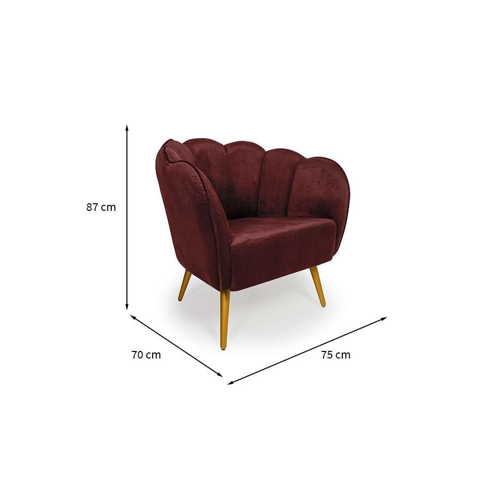 Poltrona Ariel Pé Paluto Veludo Malbec e Bronze - 3
