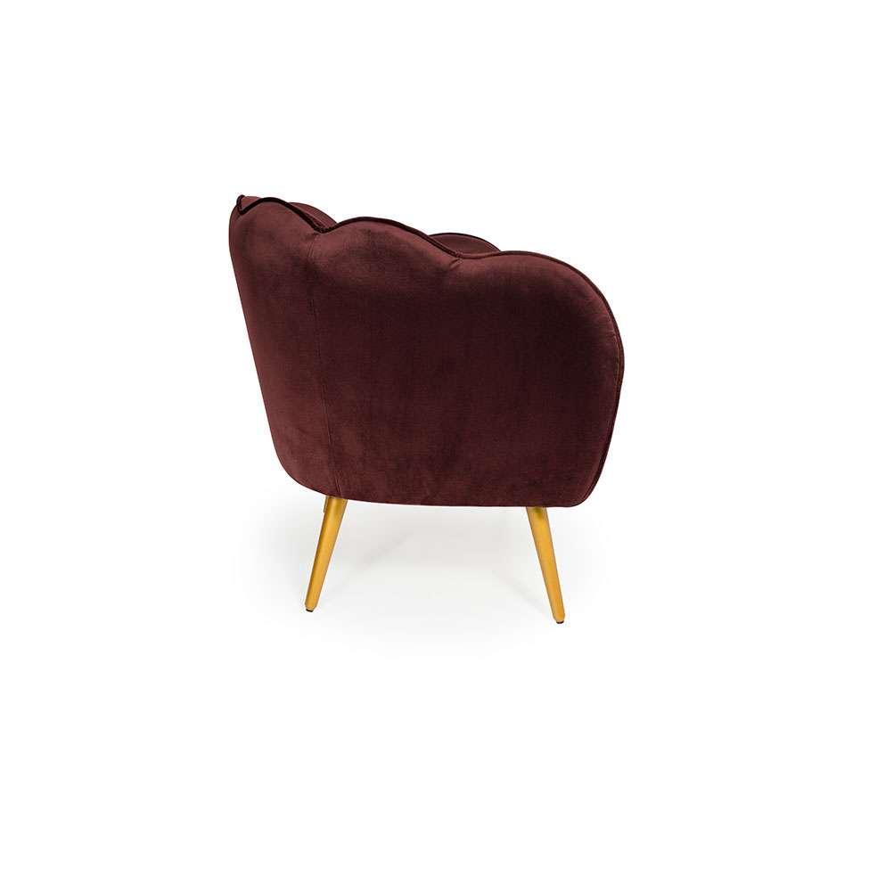 Poltrona Ariel Pé Paluto Veludo Malbec e Bronze - 5