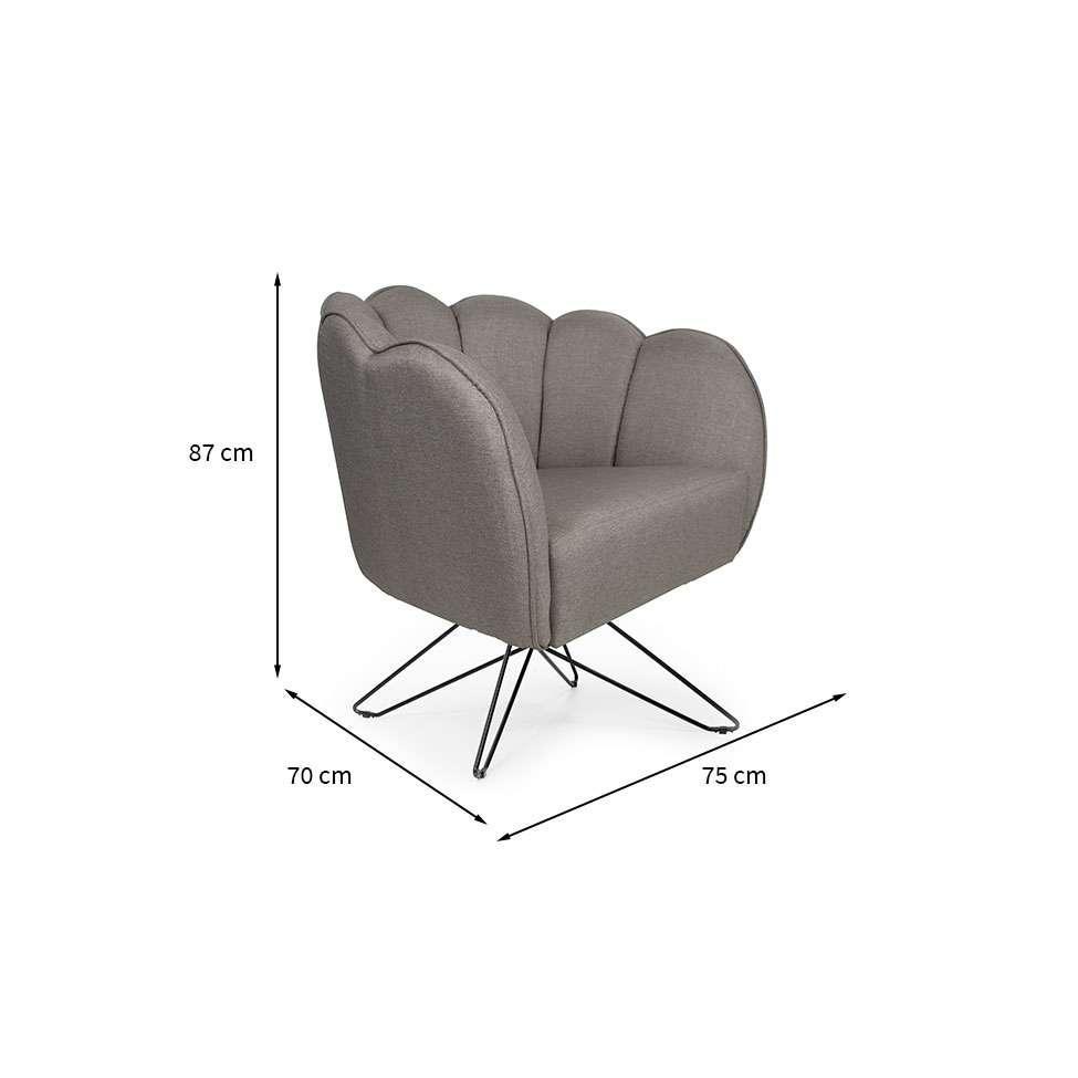 Poltrona Ariel Base Aço Linho Fendi e Preta - 3