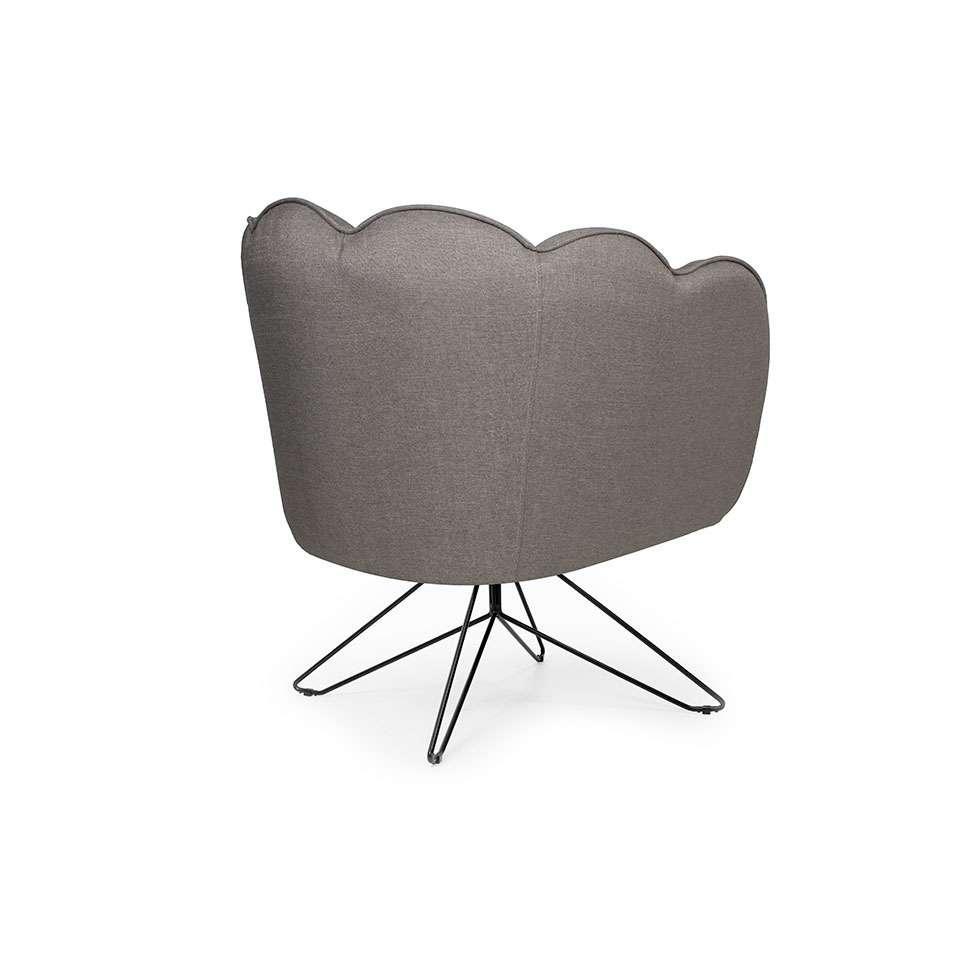 Poltrona Ariel Base Aço Linho Fendi e Preta - 4