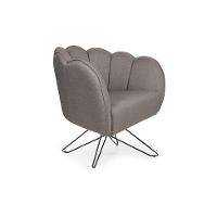 Poltrona Ariel Base Aço Linho Fendi e Preta - 1