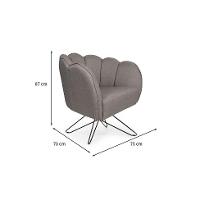 Poltrona Ariel Base Aço Linho Fendi e Preta - 3