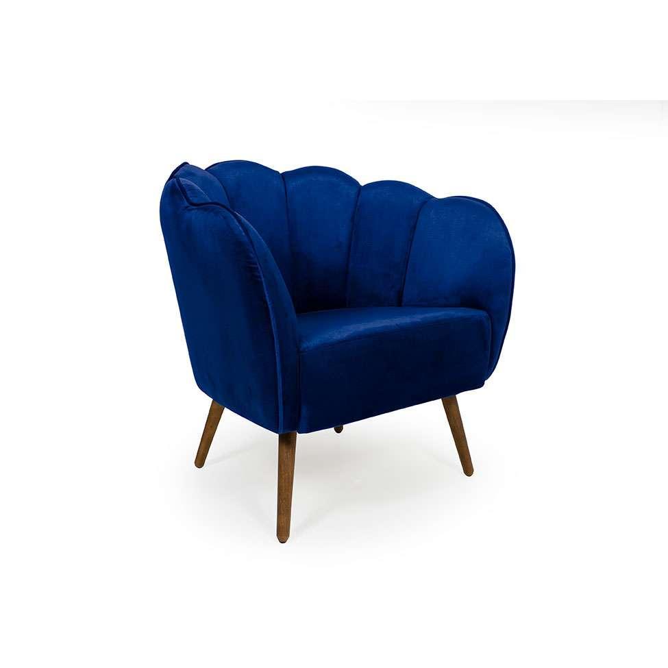 Poltrona Ariel Pé Palito Veludo Royal e Madeira - 1