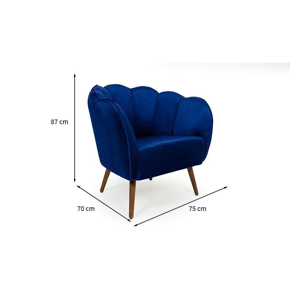 Poltrona Ariel Pé Palito Veludo Royal e Madeira - 3