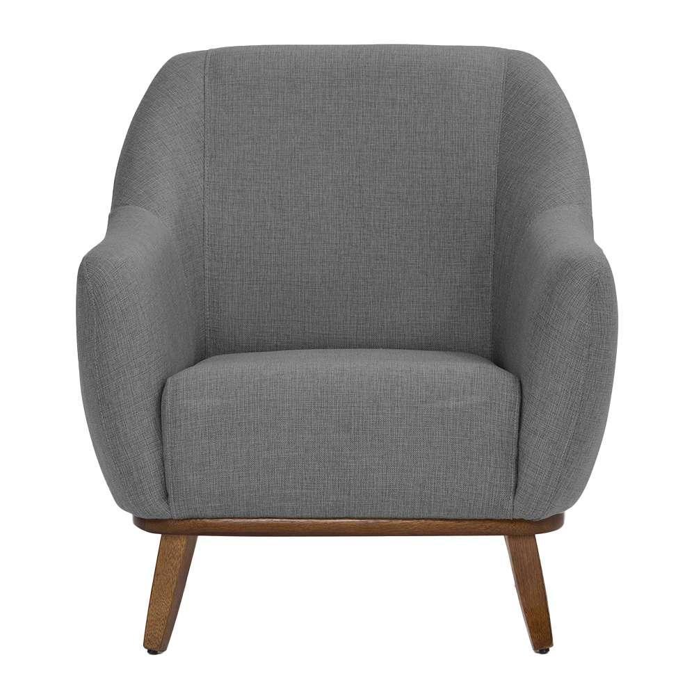 Poltrona Paloma Linho Mescla Cinza e Castanho - 2