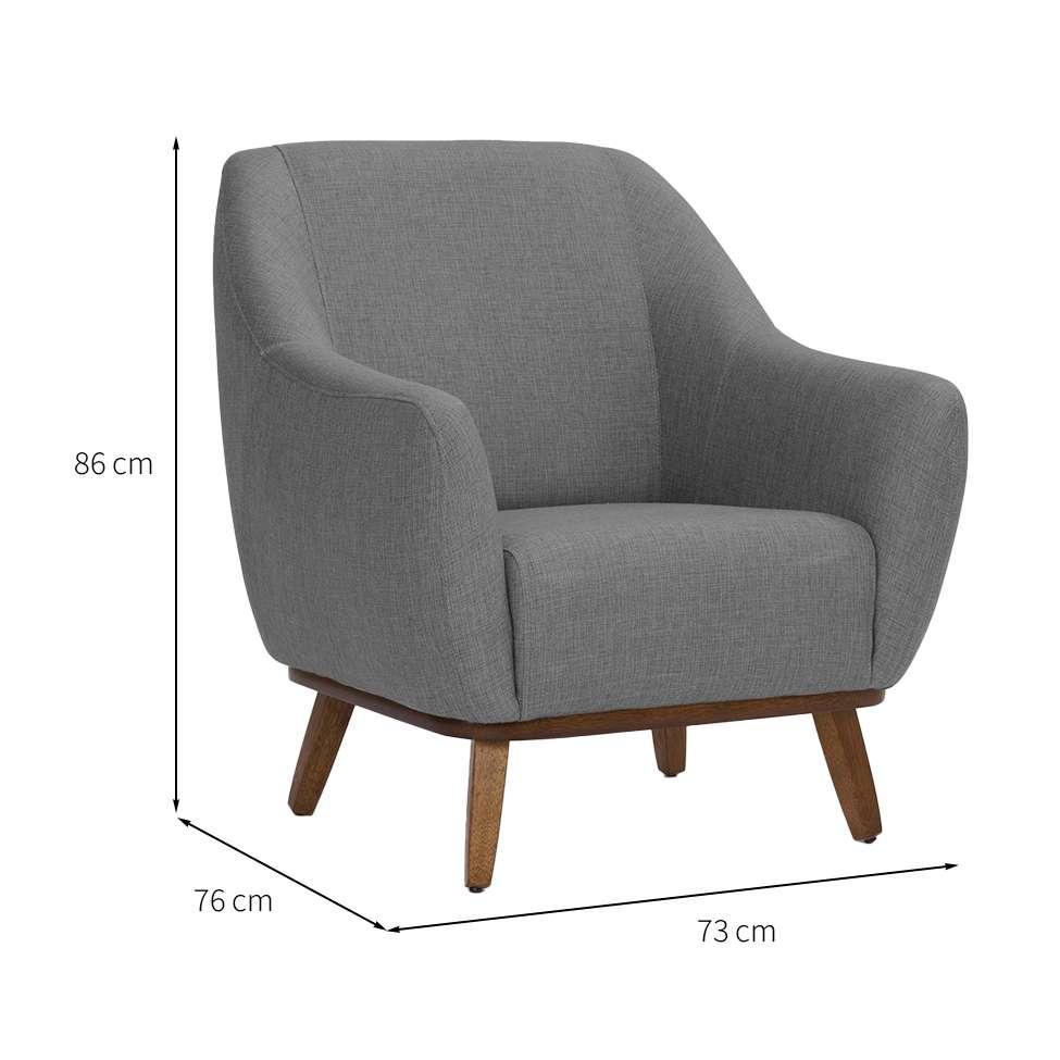 Poltrona Paloma Linho Mescla Cinza e Castanho - 3