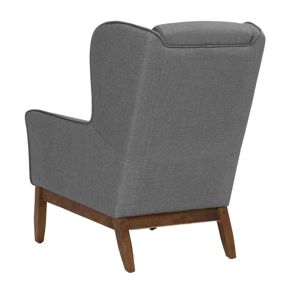 Poltrona Milena Linho Mescla Cinza e Madeira - 5