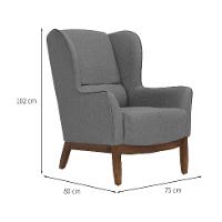 Poltrona Milena Linho Mescla Cinza e Madeira - 3