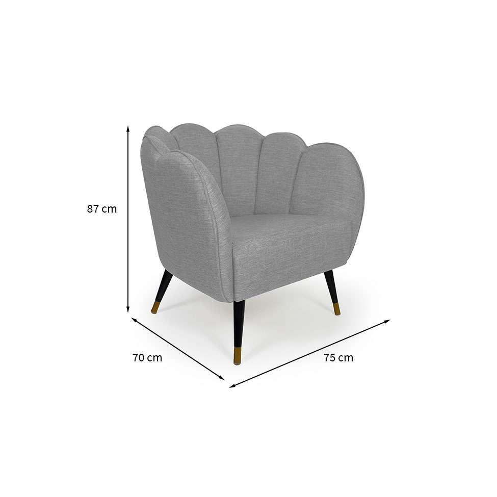 Poltrona Ariel Pé Palito Linho Mescla Cinza e Preta - 3