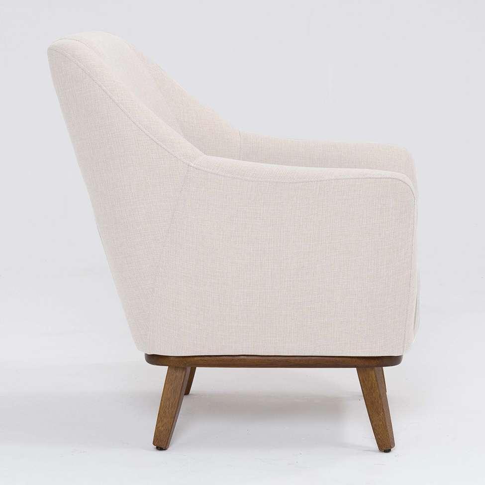 Poltrona Paloma Linho Pérola e Castanho - 4