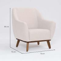 Poltrona Paloma Linho Pérola e Castanho - 3