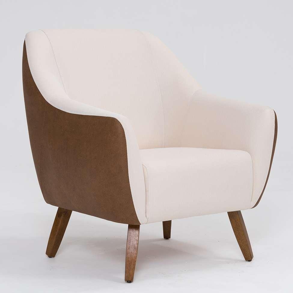 Poltrona Paloma Revestimento Sintético Terracota e Linho Pérola - 1