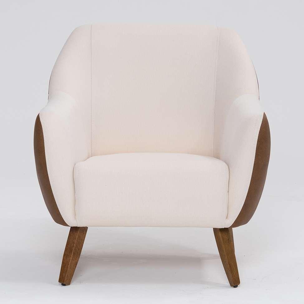 Poltrona Paloma Revestimento Sintético Terracota e Linho Pérola - 2