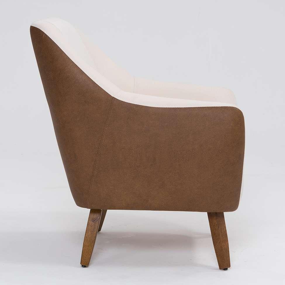 Poltrona Paloma Revestimento Sintético Terracota e Linho Pérola - 4