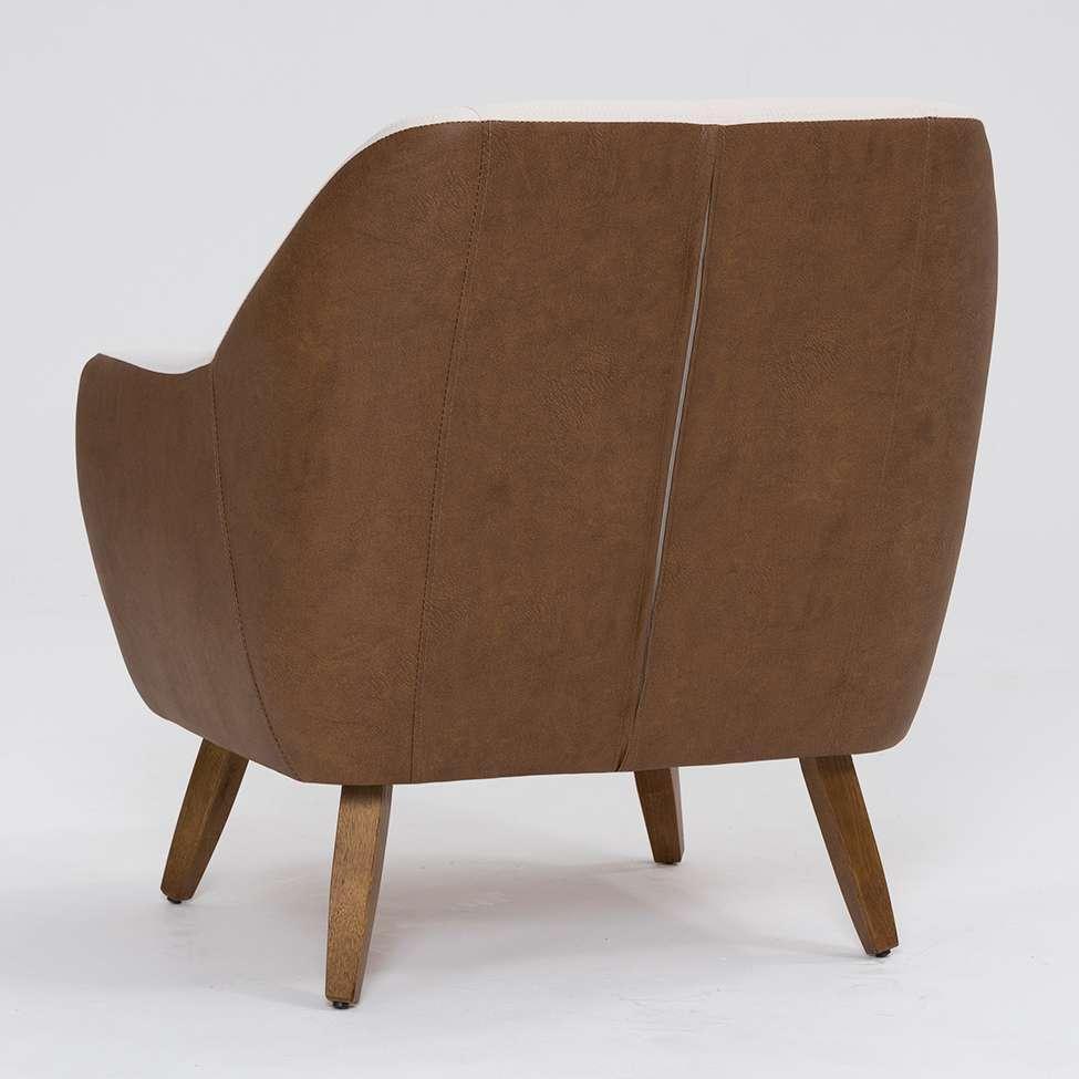 Poltrona Paloma Revestimento Sintético Terracota e Linho Pérola - 5