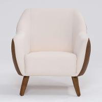 Poltrona Paloma Revestimento Sintético Terracota e Linho Pérola - 2