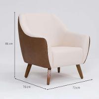 Poltrona Paloma Revestimento Sintético Terracota e Linho Pérola - 3