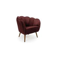 Poltrona Ariel Pé Palito Veludo Malbec e Madeira - 1