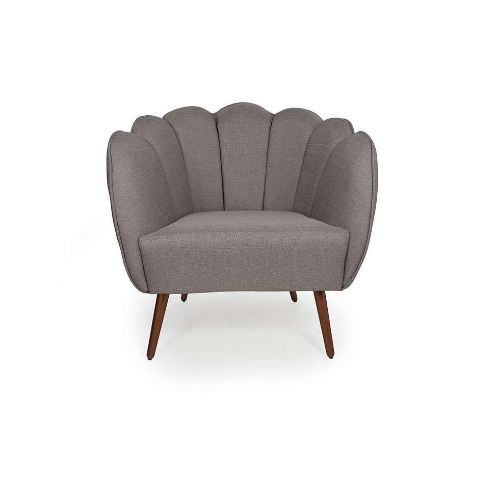 Poltrona Ariel Pé Palito Linho Fendi e Cobre - 2