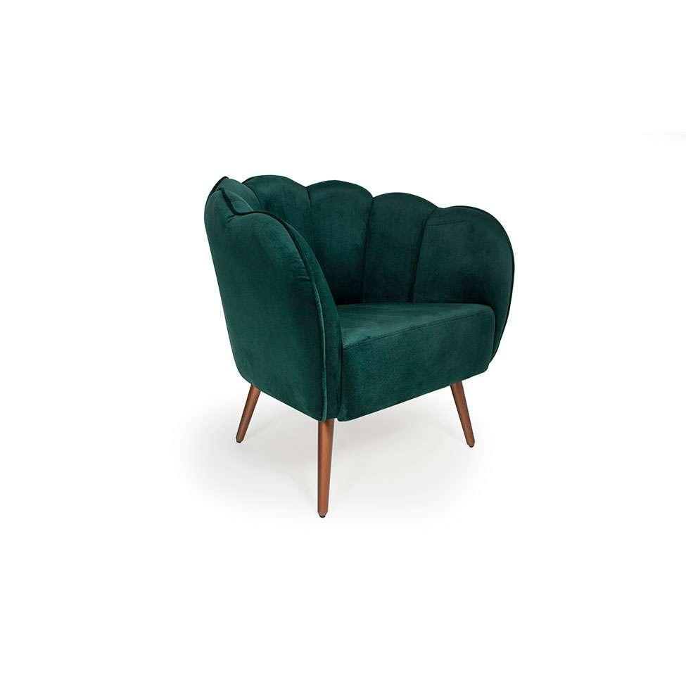 Poltrona Ariel Pé Palito Suede Esmeralda e Cobre - 1