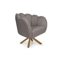 Poltrona Ariel Giratória Linho Fendi e Madeira - 1