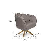 Poltrona Ariel Giratória Linho Fendi e Madeira - 3