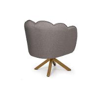 Poltrona Ariel Giratória Linho Fendi e Madeira