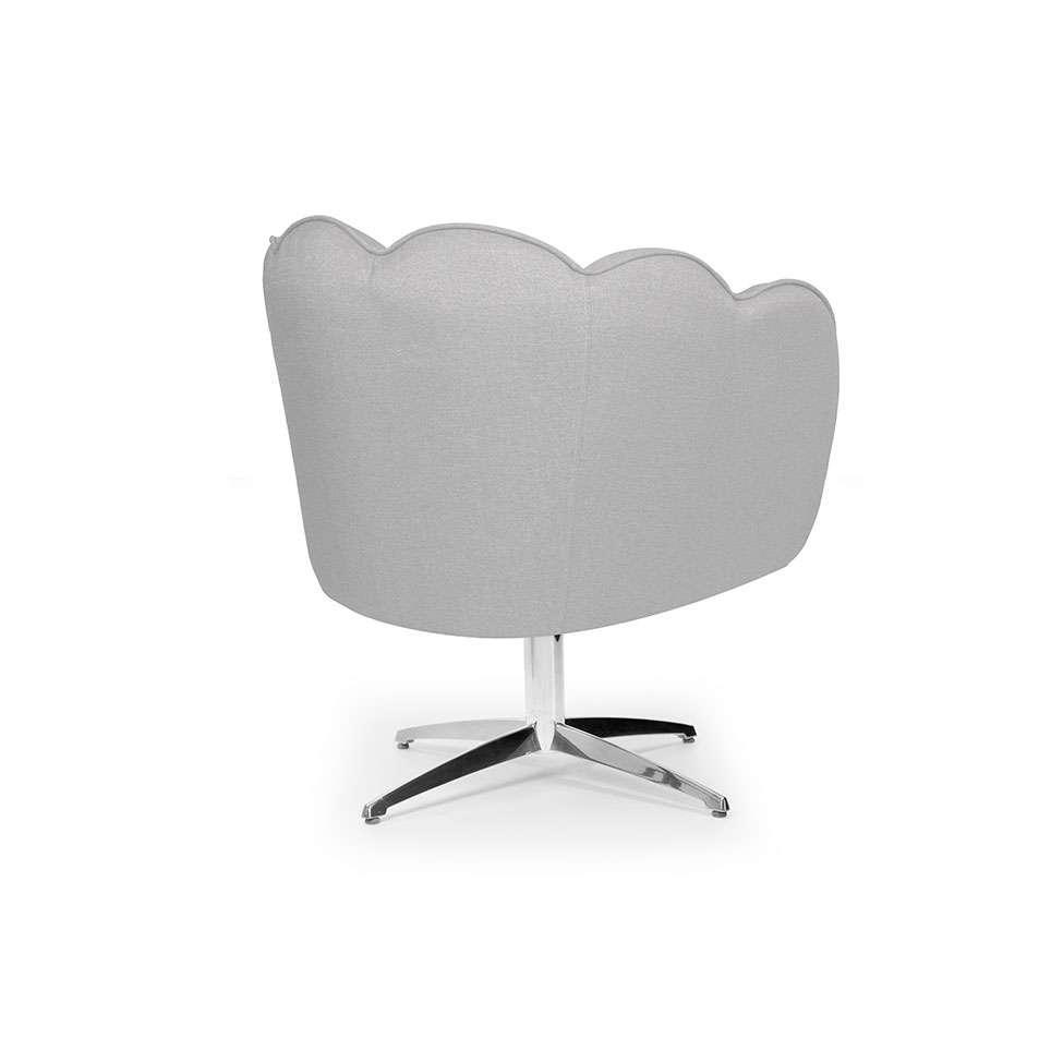 Poltrona Ariel Giratória Linho Creme e Cromada - 5